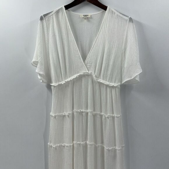 Umgee White Midi Dress Women’s Size Medium Solid White Short Sleeve Dress - Picture 10 of 10